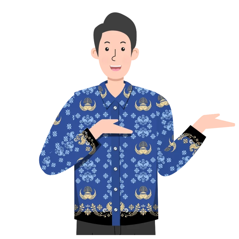 Cartoon man in a blue patterned shirt gesturing with open hands, inviting users to start their finance journey